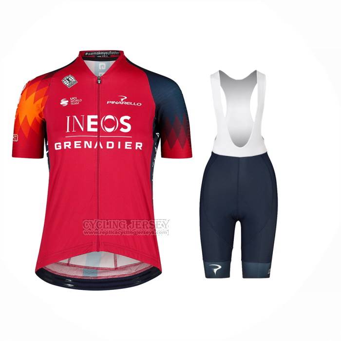 2023 Cycling Jersey Women Ineos Grenadiers Red Short Sleeve and Bib Short
